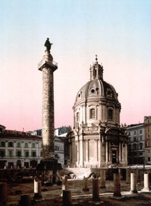 Rome. Vue du Forum de Trajan avec colonne. Photochrome vers 1900. - Unknown photographer