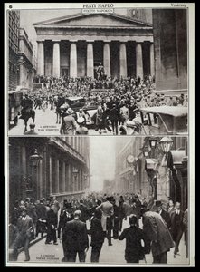 Haut : Jours noirs à Wall Street ; Bas : la Bourse de Londres au moment du krach de 1929, de 