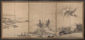 Pavillons chinois dans un paysage - Unkoku Toeki