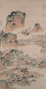 Paysage printanier dans le style bleu-vert - Uragami Shunkin