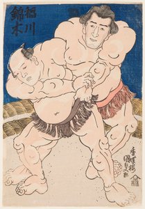 Combat de sumo entre Inogawa et Nishikigi - Utagawa Kunisada