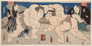 Combat des lutteurs de sumo Koyanagi et Kuroiwa - Utagawa Kunisada