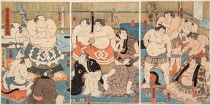 Combat des lutteurs sumo Shitaky Beya et Hidenoyama - Utagawa Kunisada