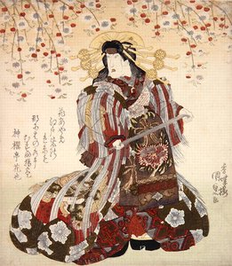 Iwai Kumesaburo II comme Agemaki dans Sukeroku yukari no Edo zakura vers 1830 - Utagawa Kunisada