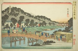 Pont Akabane à Shiba (Shiba Akabanebashi no zu), de la série "Lieux célèbres de la capitale orientale (Toto meisho)" - Utagawa Hiroshige