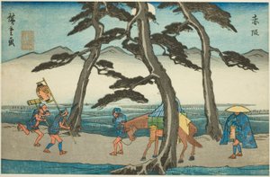Akasaka, de la série "Les cinquante-trois stations du Tokaido (Tokaido gojusan tsugi no uchi)", également connue sous le nom de Gyosho Tokaido - Utagawa Hiroshige