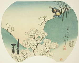 Ancienne histoire du vieil homme qui faisait fleurir les arbres - Utagawa Hiroshige