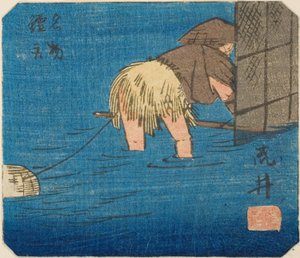 Arai, section de la feuille no. 8 de la série "Découpages des cinquante-trois stations (Gojusan tsugi harimaze)"