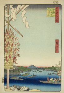 Rivière Asakusa, Grande berge, Rivière Miyato (Asakusagawa Okawabata Miyatogawa), de la série "Cent vues célèbres d