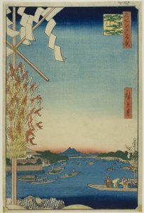 Rivière Asakusa, grande rive, rivière Miyato (Asakusagawa Okawabata Miyatogawa), de la série "Cent vues célèbres d