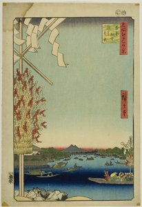 Rivière Asakusa, grande rive, rivière Miyato (Asakusagawa Okawabata Miyatogawa), de la série "Cent vues célèbres d