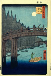 Quai de Bambou près du pont Kyobashi. Cent vues célèbres d