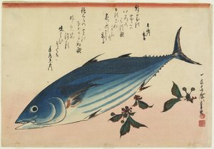 Bonito et feuilles de cerisier, 1832-1833