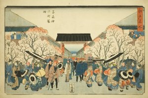 Saison des cerisiers en fleurs à Nakanocho dans le Yoshiwara (Yoshiwara Nakanocho sakura toki), de la série "Lieux célèbres d