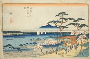 Cerisiers en fleurs le long de la rivière Sumida, de la série "Lieux célèbres de la capitale de l