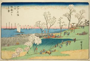 Cerisiers en pleine floraison à Goten Hill (Gotenyama no hanazakari), de la série « Lieux célèbres d