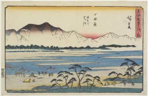 Traversée de la rivière Sakawa à Odawara, 1841-1842