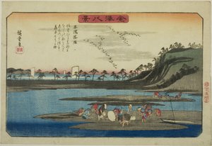Oies descendantes à Hirakata (Hirakata rakugan), de la série "Huit Vues de Kanazawa (Kanazawa hakkei)" - Utagawa Hiroshige