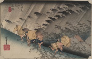 Pluie battante à Shono, de la série Cinquante-trois Stations du Tokaido - Utagawa Hiroshige