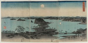 Huit vues de Kanazawa la nuit, 1857 - Utagawa Hiroshige