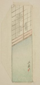 Femme derrière des écrans coulissants - Utagawa Hiroshige