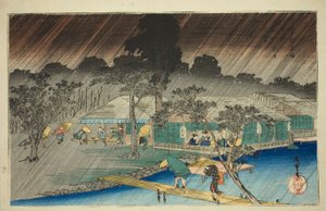 Averse du soir sur la rive de la rivière Tadasu (Tadasugawara no yudachi), de la série "Lieux célèbres de Kyoto (Kyoto meisho no uchi)"