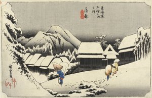 Neige du Soir à Kambara, No.16 des 53 Stations du Tokaido, pub. par Hoeido, 1833