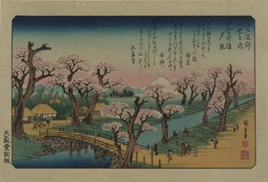 Lueur du soir au pont de Koganei. De la série Huit vues des environs d