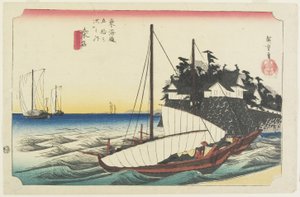 Porte du ferry de Shichiri, Kuwana, c. 1833
