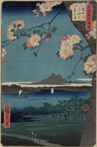 Forêt du sanctuaire Suijin et Masaki sur la rivière Sumida, août 1856