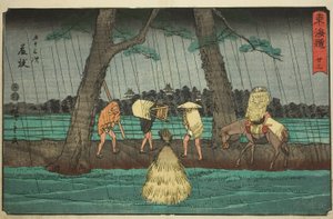 Fujieda—No. 23, de la série "Les cinquante-trois stations du Tokaido (Tokaido gojusan tsugi)", également connue sous le nom de Reisho Tokaido - Utagawa Hiroshige