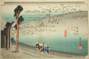 Futakawa : Plateau de Sarugababa (Futakawa, Sarugababa), de la série "Les cinquante-trois stations du Tokaido (Tokaido gojusan tsugi no uchi)," également connue sous le nom de Hoeido Tokaido - Utagawa Hiroshige