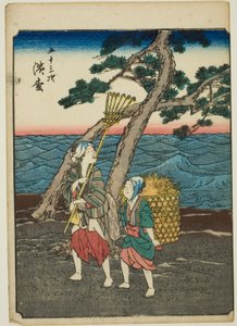 Hamamatsu, de la série "Les Cinquante-trois Stations [du Tokaido] (Gojusan tsugi)," également connue sous le nom de Tokaido Figure (Jinbutsu Tokaido) - Utagawa Hiroshige