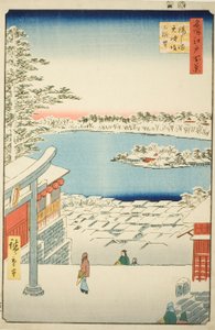 Vue du sommet de la colline du sanctuaire Yushima Tenjin (Yushima Tenjin sakaue tenbo), de la série "Cent vues célèbres d