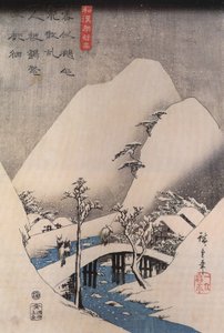 Hiroshige, Un pont dans un paysage enneigé - Utagawa Hiroshige