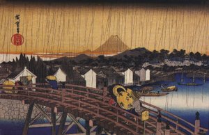 Hiroshige, Un pont sous la pluie - Utagawa Hiroshige