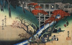Hiroshige Personnes sous des érables au bord d