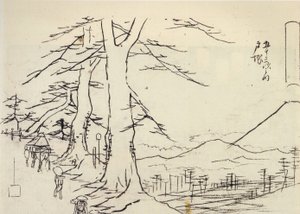 Hiroshige, Voyageurs sur une route en pente - Utagawa Hiroshige