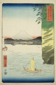 Honmoku dans la province de Musashi (Musashi Honmoku no hana), de la série "Trente-six vues du mont Fuji (Fuji sanjurokkei)" - Utagawa Hiroshige