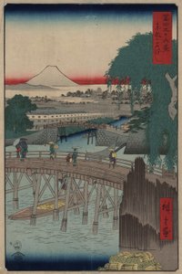Pont Ichikobu de la série 36 vues du mont Fuji, 1858 - Utagawa Hiroshige