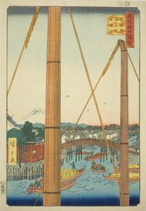 Pont Inari et sanctuaire Minato, Teppozu (Teppozu Inaribashi Minato Jinja), de la série "Cent vues célèbres d