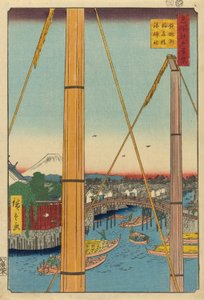 Pont Inari et sanctuaire Minato, Teppozu (Teppozu Inaribashi Minato Jinja), de la série "Cent vues célèbres d