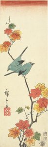 Mésanges japonaises sur une branche d