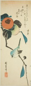 Oiseau à lunettes japonais et kakis - Utagawa Hiroshige