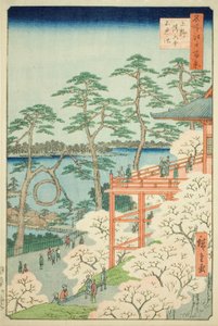 Salle Kiyomizu et étang Shinobazu à Ueno (Ueno Kiyomizudo Shinobazu no ike), n° 11 de la série "Cent vues célèbres d
