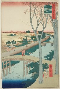Digue de Koume (Koumezutsumi), n° 104 de la série "Cent vues célèbres d