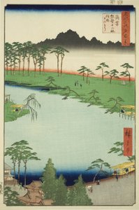 Sanctuaire Kumano Junisha à Tsunohazu, connu sous le nom de Juniso (Tsunohazu Kumano Junisha, zokusho Juniso), de la série "Cent vues célèbres d