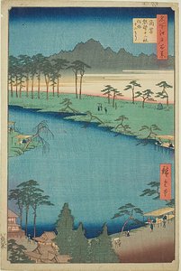 Sanctuaire de Kumano Junisha à Tsunohazu, populairement connu sous le nom de "Juniso" (Tsunohazu Kumano Junisha zokusho Juniso), n° 50 de la série "Cent vues célèbres d