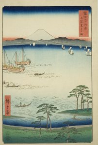 Baie de Kurodo dans la province de Kazusa (Kazusa Kurodo no ura), de la série "Trente-six vues du mont Fuji (Fuji sanjurokkei)" - Utagawa Hiroshige