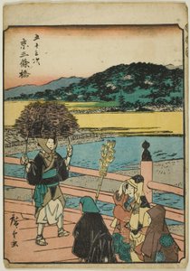 Kyoto : Pont Sanjo, de la série "Cinquante-trois stations du Tokaido" - Utagawa Hiroshige